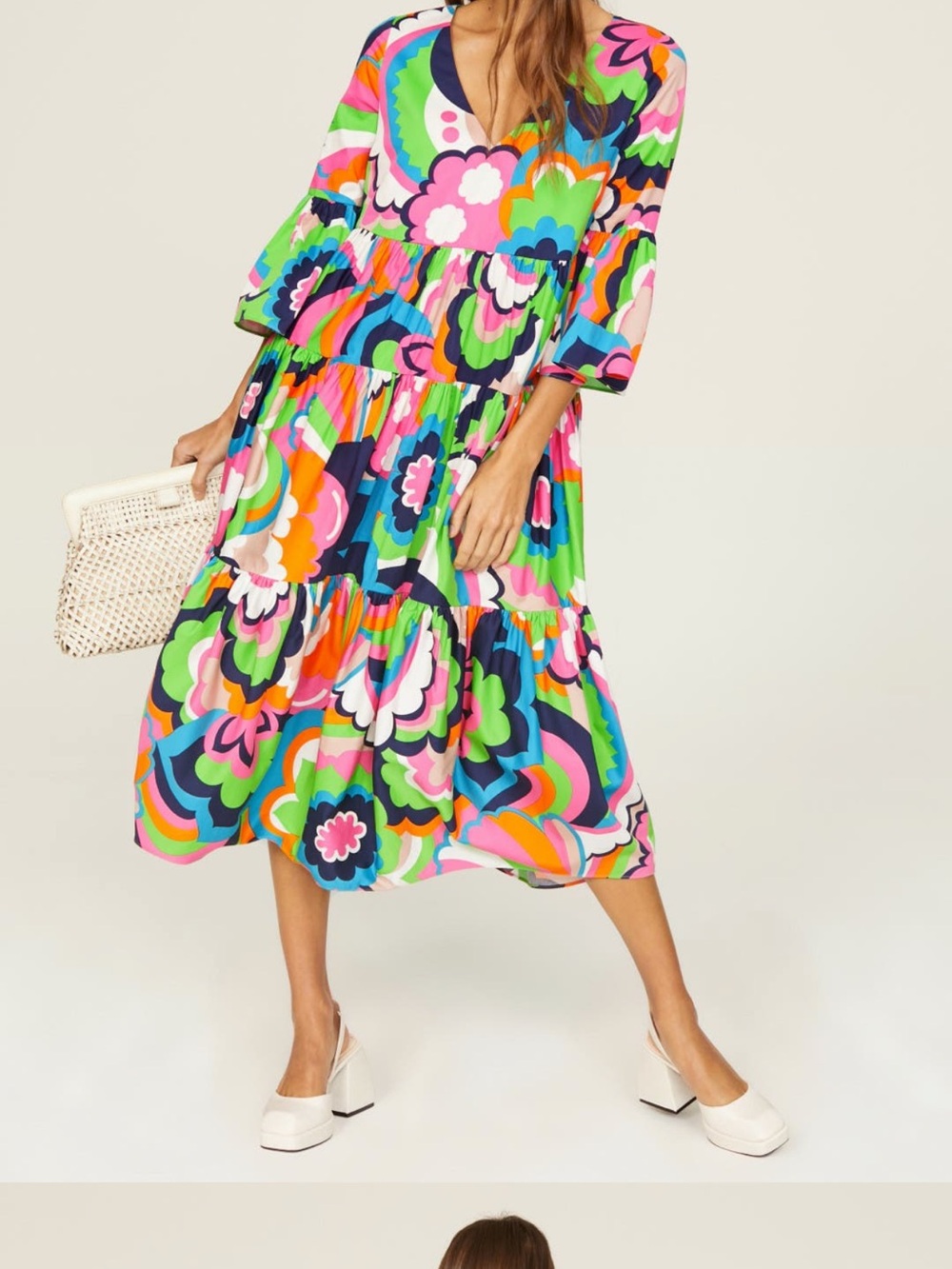 Trina Turk Multicolor (blue, purple, cream) Retro-Inspired Floral Dress - Picture 5 of 7